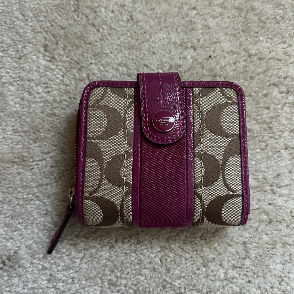 Coach Brown and Pink Signature Wallet
